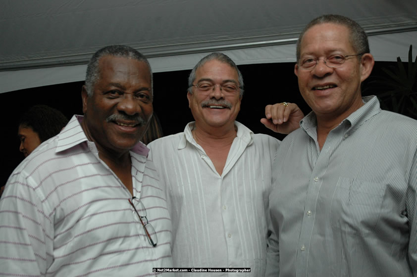 The Hon. Orette Bruce Goldwin, M.P., Prime Minister of Jamaica, Minister of Tourism, Hon. Edmund Bartlett, and Director of Tourism, Basil Smith at the Air Jamaica Jazz and Blues Festival 2008 The Art of Music - Thrusday, January 24, 2008 - Air Jamaica Jazz & Blues 2008 The Art of Music venue at the Aqaueduct on Rose Hall Resort & Counrty Club, Montego Bay, St. James, Jamaica W.I. - Thursday, January 24 - Saturday, January 26, 2008 - Photographs by Net2Market.com - Claudine Housen & Barry J. Hough Sr, Photographers - Negril Travel Guide, Negril Jamaica WI - http://www.negriltravelguide.com - info@negriltravelguide.com...!