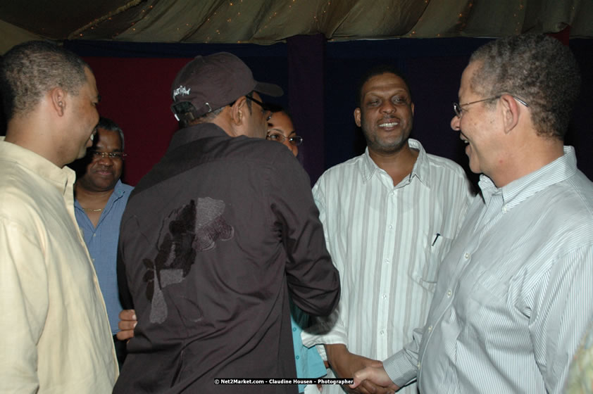 The Hon. Orette Bruce Goldwin, M.P., Prime Minister of Jamaica, Minister of Tourism, Hon. Edmund Bartlett, and Director of Tourism, Basil Smith at the Air Jamaica Jazz and Blues Festival 2008 The Art of Music - Thrusday, January 24, 2008 - Air Jamaica Jazz & Blues 2008 The Art of Music venue at the Aqaueduct on Rose Hall Resort & Counrty Club, Montego Bay, St. James, Jamaica W.I. - Thursday, January 24 - Saturday, January 26, 2008 - Photographs by Net2Market.com - Claudine Housen & Barry J. Hough Sr, Photographers - Negril Travel Guide, Negril Jamaica WI - http://www.negriltravelguide.com - info@negriltravelguide.com...!