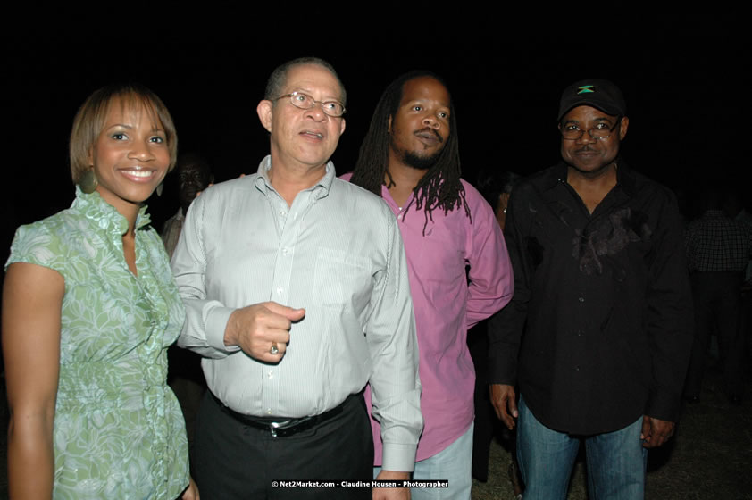 The Hon. Orette Bruce Goldwin, M.P., Prime Minister of Jamaica, Minister of Tourism, Hon. Edmund Bartlett, and Director of Tourism, Basil Smith at the Air Jamaica Jazz and Blues Festival 2008 The Art of Music - Thrusday, January 24, 2008 - Air Jamaica Jazz & Blues 2008 The Art of Music venue at the Aqaueduct on Rose Hall Resort & Counrty Club, Montego Bay, St. James, Jamaica W.I. - Thursday, January 24 - Saturday, January 26, 2008 - Photographs by Net2Market.com - Claudine Housen & Barry J. Hough Sr, Photographers - Negril Travel Guide, Negril Jamaica WI - http://www.negriltravelguide.com - info@negriltravelguide.com...!