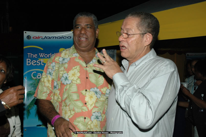 The Hon. Orette Bruce Goldwin, M.P., Prime Minister of Jamaica, Minister of Tourism, Hon. Edmund Bartlett, and Director of Tourism, Basil Smith at the Air Jamaica Jazz and Blues Festival 2008 The Art of Music - Thrusday, January 24, 2008 - Air Jamaica Jazz & Blues 2008 The Art of Music venue at the Aqaueduct on Rose Hall Resort & Counrty Club, Montego Bay, St. James, Jamaica W.I. - Thursday, January 24 - Saturday, January 26, 2008 - Photographs by Net2Market.com - Claudine Housen & Barry J. Hough Sr, Photographers - Negril Travel Guide, Negril Jamaica WI - http://www.negriltravelguide.com - info@negriltravelguide.com...!