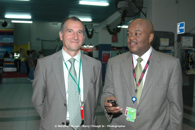 Minister of Tourism, Hon. Edmund Bartlett - Director of Tourism, Basil Smith, and Mayor of Montego Bay, Councilor Charles Sinclair Launch of Winter Tourism Season at Sangster International Airport, Saturday, December 15, 2007 - Sangster International Airport - MBJ Airports Limited, Montego Bay, Jamaica W.I. - Photographs by Net2Market.com - Barry J. Hough Sr, Photographer - Negril Travel Guide, Negril Jamaica WI - http://www.negriltravelguide.com - info@negriltravelguide.com...!