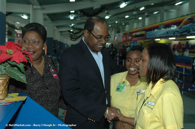 Minister of Tourism, Hon. Edmund Bartlett - Director of Tourism, Basil Smith, and Mayor of Montego Bay, Councilor Charles Sinclair Launch of Winter Tourism Season at Sangster International Airport, Saturday, December 15, 2007 - Sangster International Airport - MBJ Airports Limited, Montego Bay, Jamaica W.I. - Photographs by Net2Market.com - Barry J. Hough Sr, Photographer - Negril Travel Guide, Negril Jamaica WI - http://www.negriltravelguide.com - info@negriltravelguide.com...!