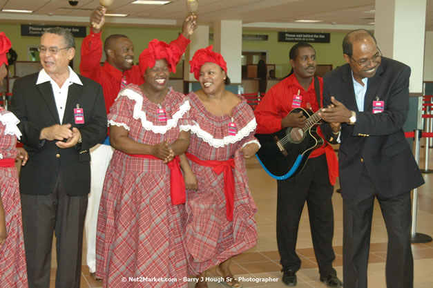 Minister of Tourism, Hon. Edmund Bartlett - Director of Tourism, Basil Smith, and Mayor of Montego Bay, Councillor Charles Sinclair Launch of Winter Tourism Season at Sangster International Airport, Saturday, December 15, 2007 - Sangster International Airport - MBJ Airports Limited, Montego Bay, Jamaica W.I. - Photographs by Net2Market.com - Barry J. Hough Sr, Photographer - Negril Travel Guide, Negril Jamaica WI - http://www.negriltravelguide.com - info@negriltravelguide.com...!