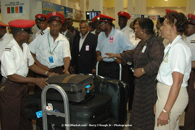 Minister of Tourism, Hon. Edmund Bartlett - Director of Tourism, Basil Smith, and Mayor of Montego Bay, Councillor Charles Sinclair Launch of Winter Tourism Season at Sangster International Airport, Saturday, December 15, 2007 - Sangster International Airport - MBJ Airports Limited, Montego Bay, Jamaica W.I. - Photographs by Net2Market.com - Barry J. Hough Sr, Photographer - Negril Travel Guide, Negril Jamaica WI - http://www.negriltravelguide.com - info@negriltravelguide.com...!