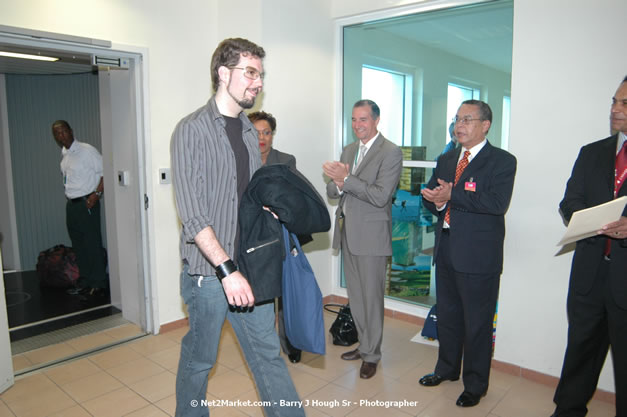 MBJ Airports Limited Welcomes WestJet Airlines - Inaugural Scheduled Service From Toronto Pearsons International Airport - Monday, December 10, 2007 - Sangster International Airport - MBJ Airports Limited, Montego Bay, Jamaica W.I. - Photographs by Net2Market.com - Barry J. Hough Sr, Photographer - Negril Travel Guide, Negril Jamaica WI - http://www.negriltravelguide.com - info@negriltravelguide.com...!