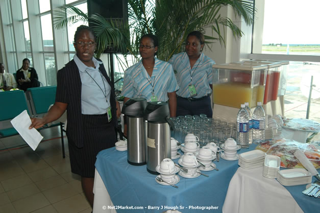 MBJ Airports Limited Welcomes WestJet Airlines - Inaugural Scheduled Service From Toronto Pearsons International Airport - Monday, December 10, 2007 - Sangster International Airport - MBJ Airports Limited, Montego Bay, Jamaica W.I. - Photographs by Net2Market.com - Barry J. Hough Sr, Photographer - Negril Travel Guide, Negril Jamaica WI - http://www.negriltravelguide.com - info@negriltravelguide.com...!