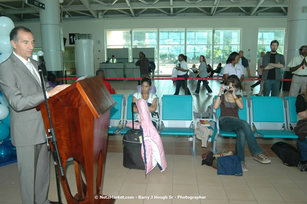 MBJ Airports Limited Welcomes WestJet Airlines - Inaugural Scheduled Service From Toronto Pearsons International Airport - Monday, December 10, 2007 - Sangster International Airport - MBJ Airports Limited, Montego Bay, Jamaica W.I. - Photographs by Net2Market.com - Barry J. Hough Sr, Photographer - Negril Travel Guide, Negril Jamaica WI - http://www.negriltravelguide.com - info@negriltravelguide.com...!