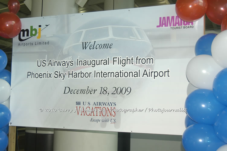 US Airways Inaugurtes New Service from Phoenix Sky Harbor International Airport to Sangster International Airport, Friday, December 18, 2009, Sangster International Airport, Montego Bay, St. James, Jamaica W.I. - Photographs by Net2Market.com - Barry J. Hough Sr, Photographer/Photojournalist - The Negril Travel Guide - Negril's and Jamaica's Number One Concert Photography Web Site with over 40,000 Jamaican Concert photographs Published -  Negril Travel Guide, Negril Jamaica WI - http://www.negriltravelguide.com - info@negriltravelguide.com...!