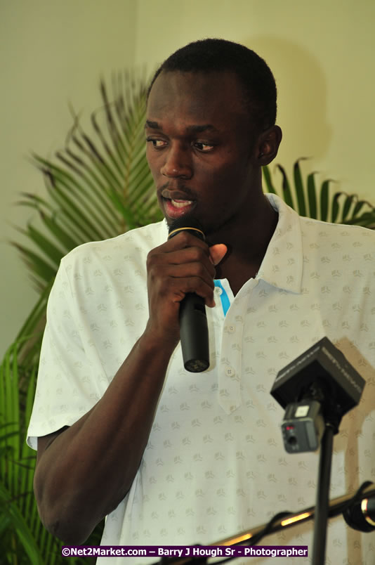 Usain Bolt of Jamaica - The Fastest Man In The World  - Usain Bolt Homecoming Celebrations - Press Conference at the Grand Bahia Principe &amp; Sherwood Content - Waldensia Primary School - Photographs by Net2Market.com - Barry J. Hough Sr. Photojournalist/Photograper - Photographs taken with a Nikon D300 - Negril Travel Guide, Negril Jamaica WI - http://www.negriltravelguide.com - info@negriltravelguide.com...!